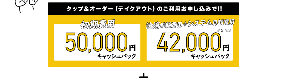 タップ＆オーダー（テイクアウト）のご利用お申し込みで!!92,000円キャッシュバック